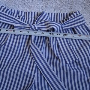 Ruby Karat Small Blue and White Striped Tie-Waist Shorts